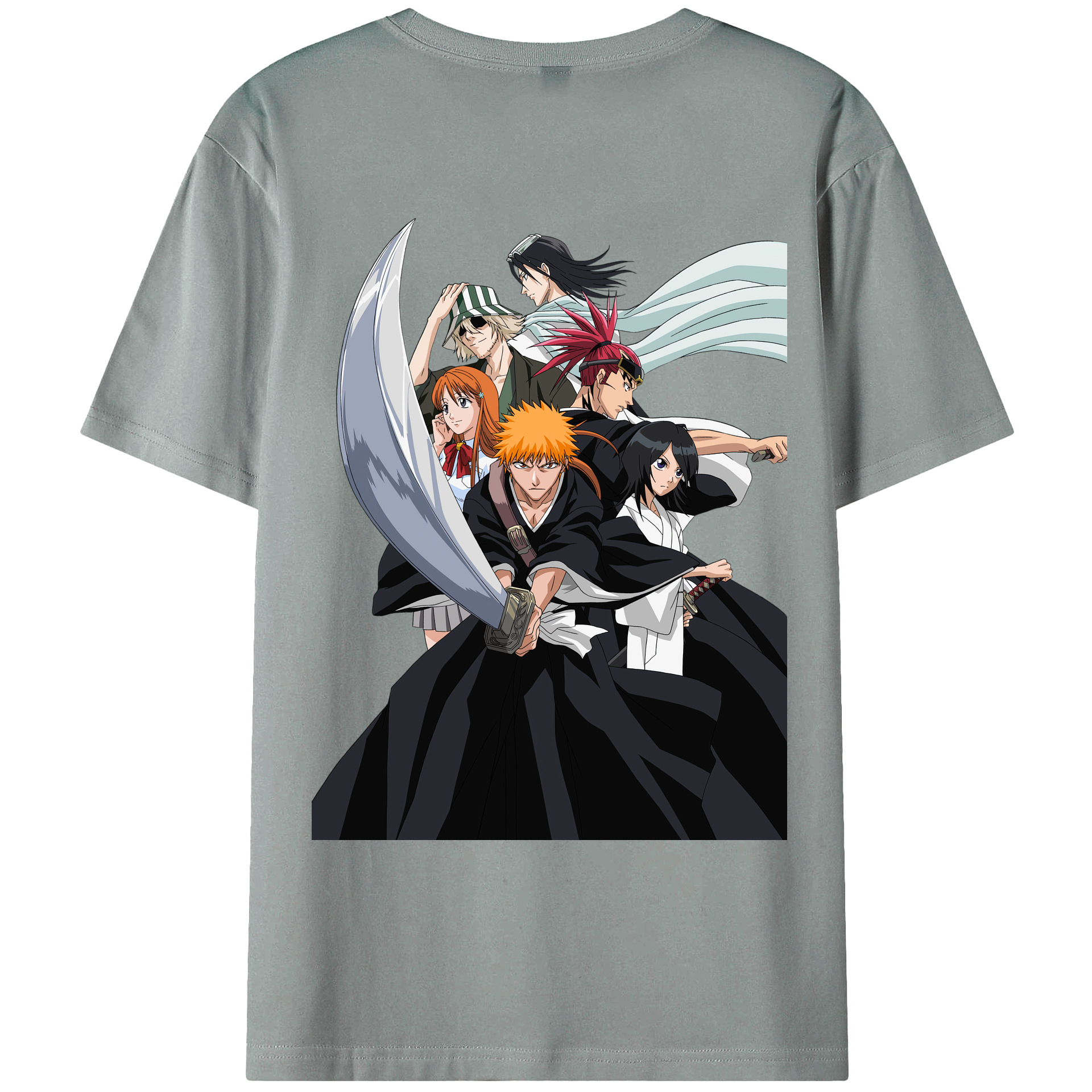 （画像用） ブリーチ 黒崎一護（くろさき いちご）BLEACH Kurosaki Ichigo 綿100％ メンズ半袖Tシャツ（バックプリント） 通気性